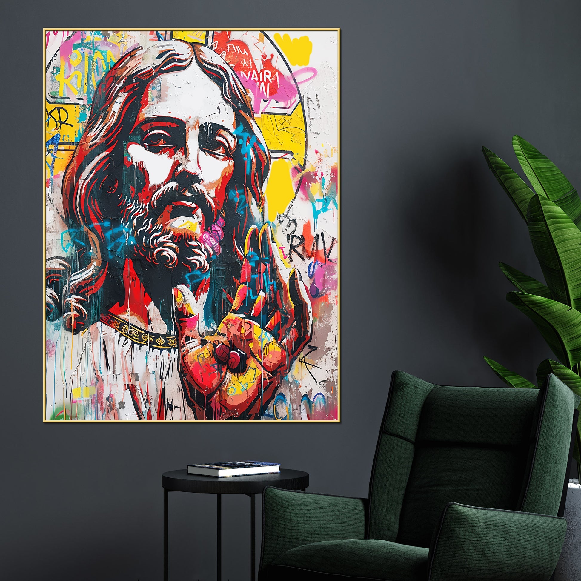 Blessing By Jejus Christ Pop Art Cotton Canvas Wall Painting