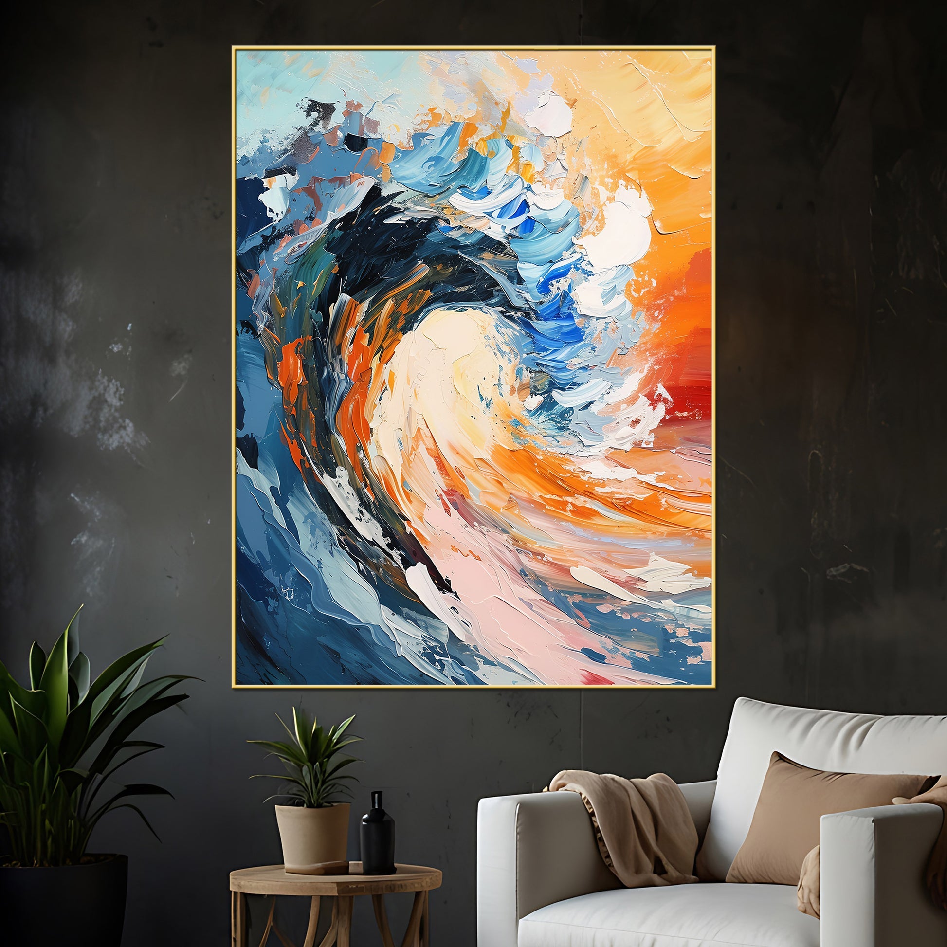 Brine Of The Ocean Abstract Cotton Canvas Wall Painting