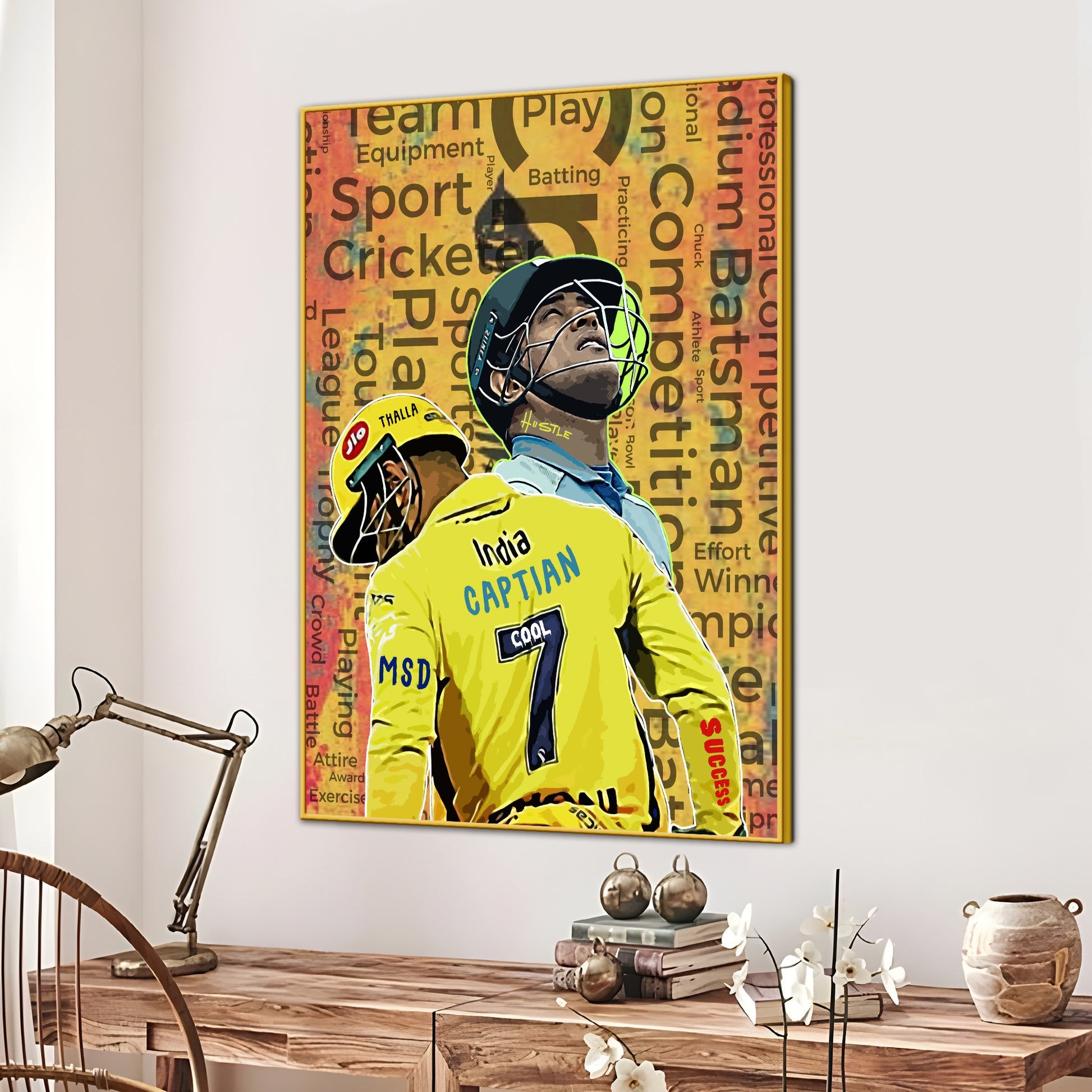 Captain Of 7 Seas MS Dhoni Cotton Canvas Wall Painting