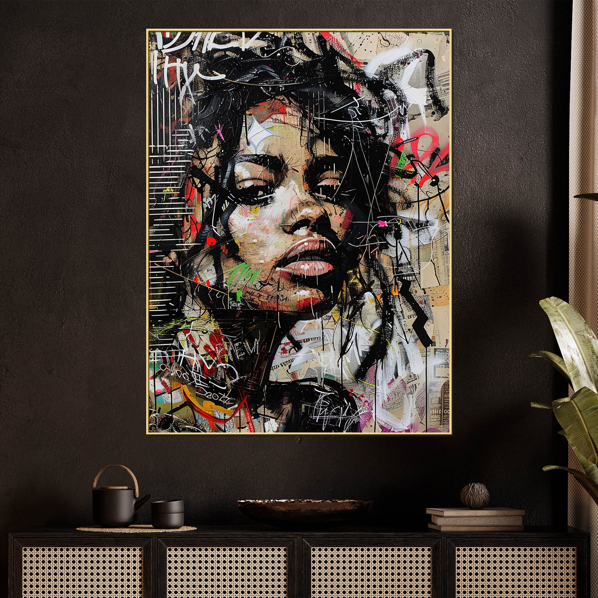 City Muse Street Queen Graffiti Cotton Canvas Wall Painting