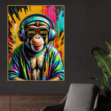 Color Abstract Chimp The Boss Cotton Canvas Wall Painting