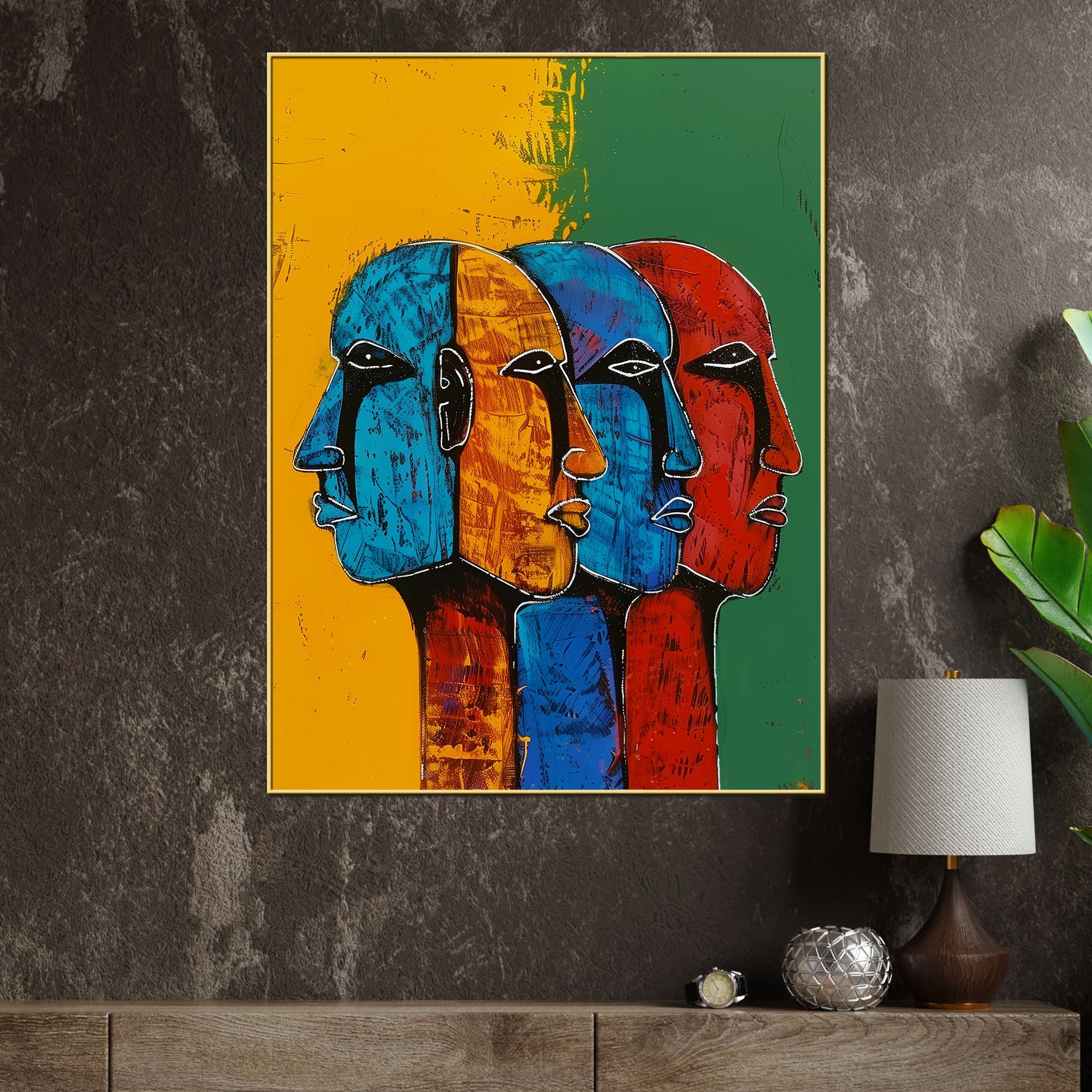 Colourfull Trio of Minds American Cotton Canvas Wall Painting