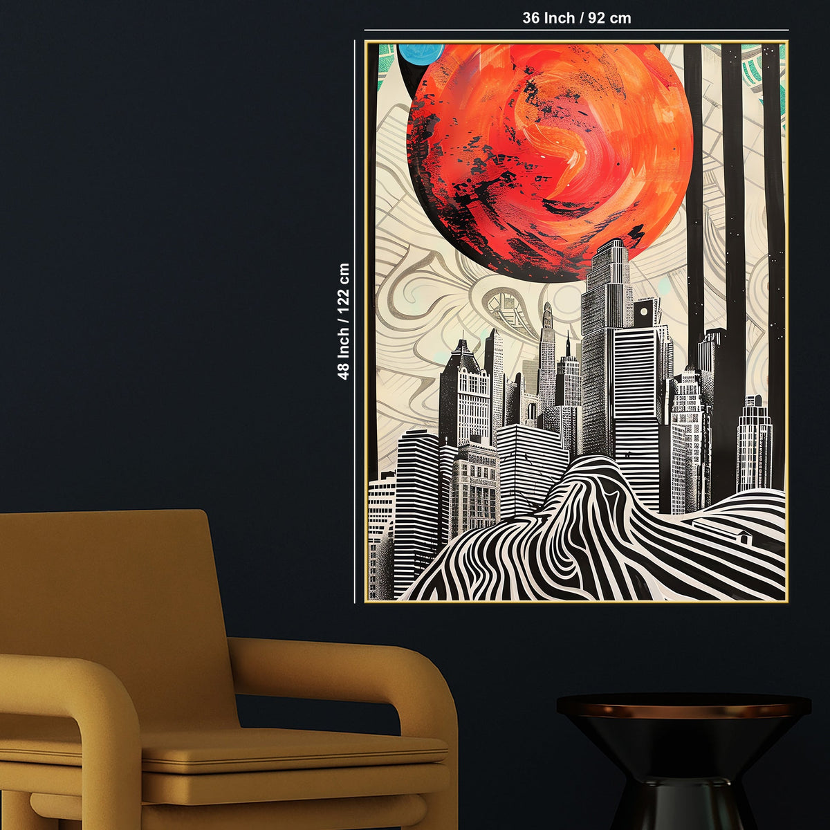 Cosmic City Silhouettes At Dawn Cotton Canvas Wall Painting