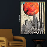 Cosmic City Silhouettes At Dawn Cotton Canvas Wall Painting