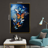Dancing Wings Butterfly At Night Framed Crystal Glass Painting