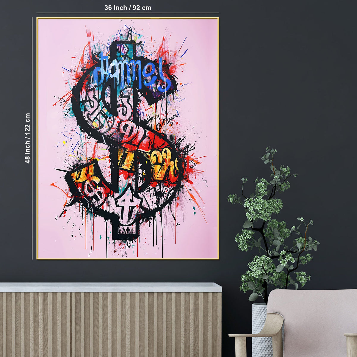 Dollar Sign Of Richie Graffiti Cotton Canvas Wall Painting
