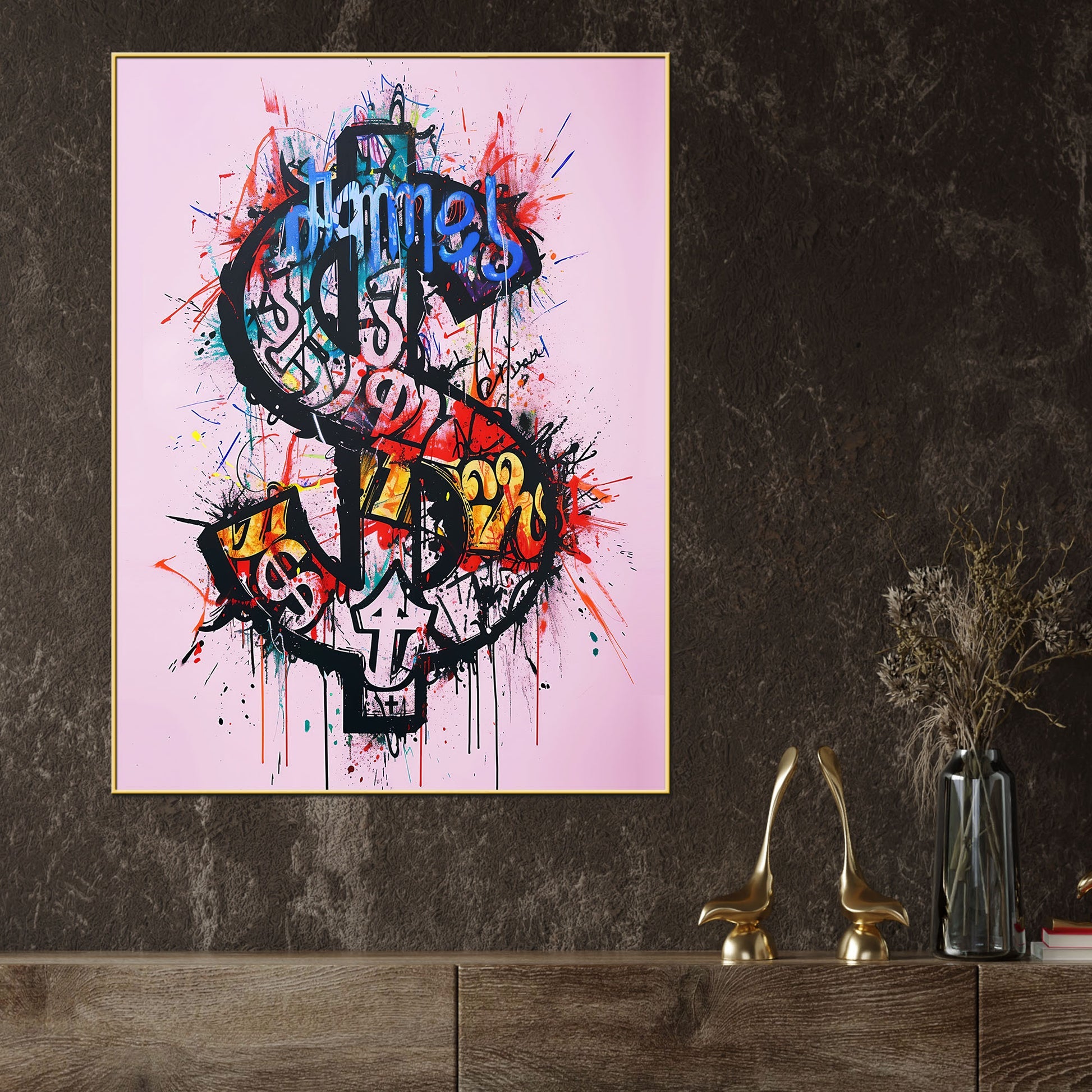 Dollar Sign Of Richie Graffiti Cotton Canvas Wall Painting