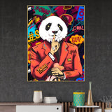 Don'T Tell Your Secrets Cool Panda Cotton Canvas Wall Painting