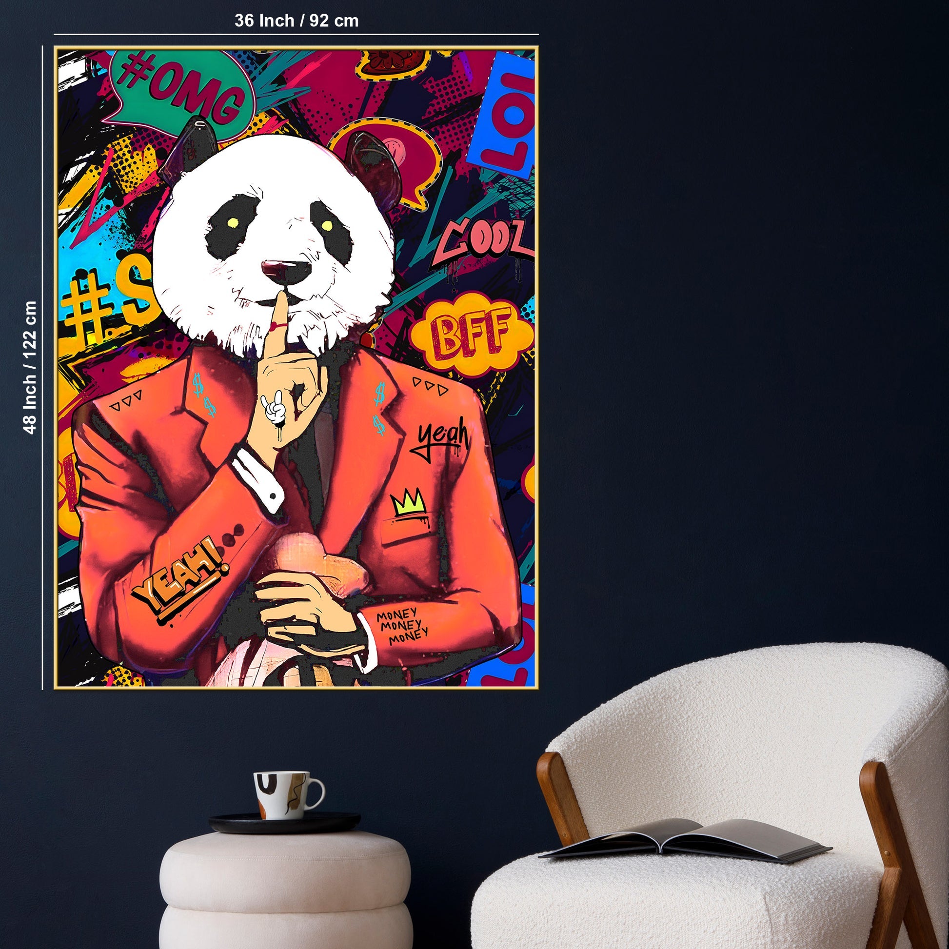 Don'T Tell Your Secrets Cool Panda Cotton Canvas Wall Painting