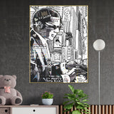 Drawn NYC Street At Night Urban Legend Cotton Canvas Wall Painting