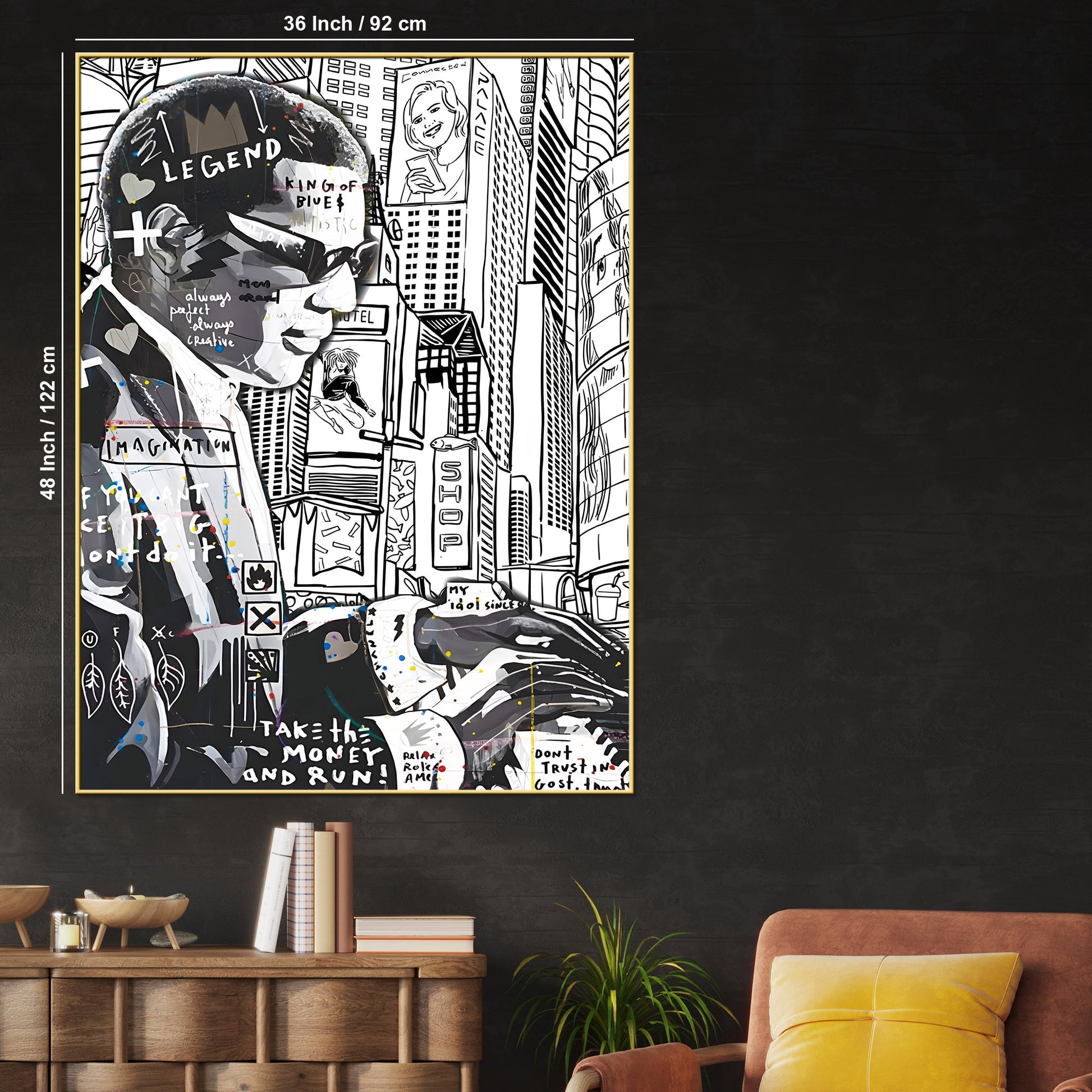 Drawn NYC Street At Night Urban Legend Cotton Canvas Wall Painting
