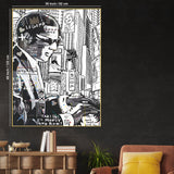Drawn NYC Street At Night Urban Legend Cotton Canvas Wall Painting