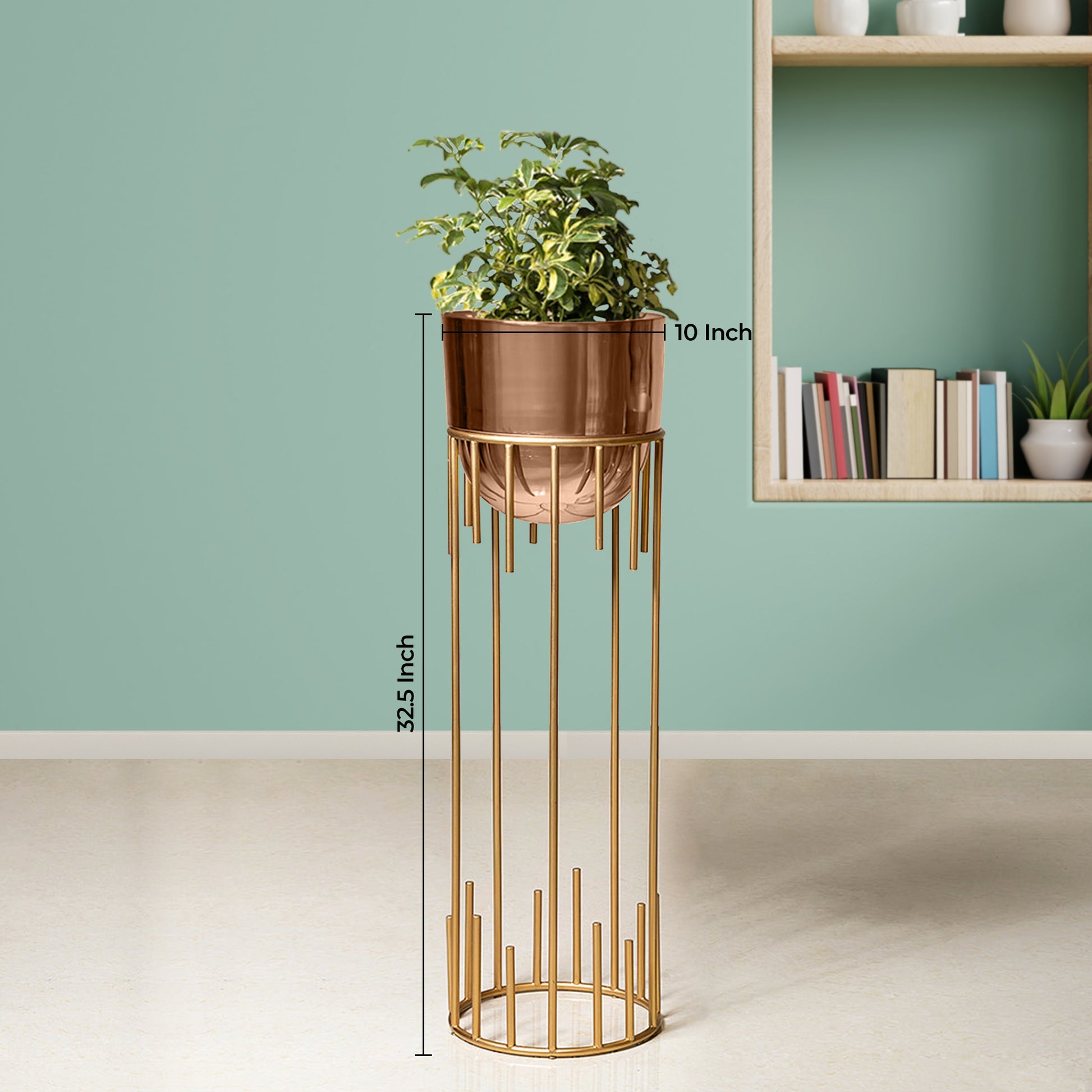 Dripping Luxury Metal Gold Stand & Ross Gold Pot - Large Size Planter