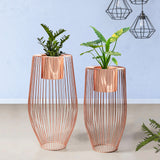 Euphoric Earth Ross Gold Stand & Ross Gold Finish Pot Planters Set of