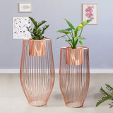 Euphoric Earth Ross Gold Stand & Ross Gold Finish Pot Planters Set of