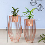 Euphoric Earth Ross Gold Stand & Ross Gold Finish Pot Planters Set of