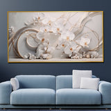 Floral Petals In Ice Framed Crystal Glass Painting
