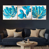 Flower Lima Butterfly Framed Crystal Glass Painting Set Of 3