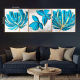 Flower Lima Butterfly Framed Crystal Glass Painting Set Of 3