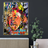 Funky Albert Einstein Pop Art Cotton Canvas Wall Painting