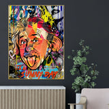 Funky Albert Einstein Pop Art Cotton Canvas Wall Painting