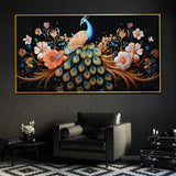 Garden Of Peacock Beauty Framed Crystal Glass Painting