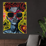 Girl In Glasses Afro Pop Art Cotton Canvas Wall Painting