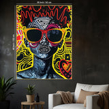 Girl In Glasses Afro Pop Art Cotton Canvas Wall Painting