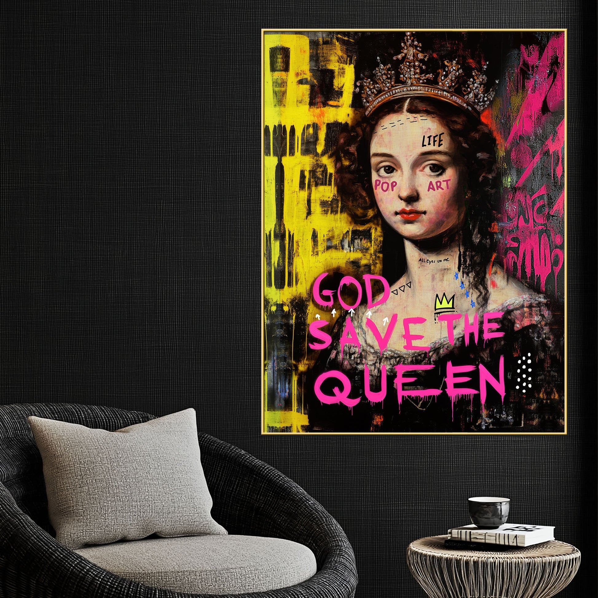 God Save the Queen Abstract Cotton Canvas Wall Painting