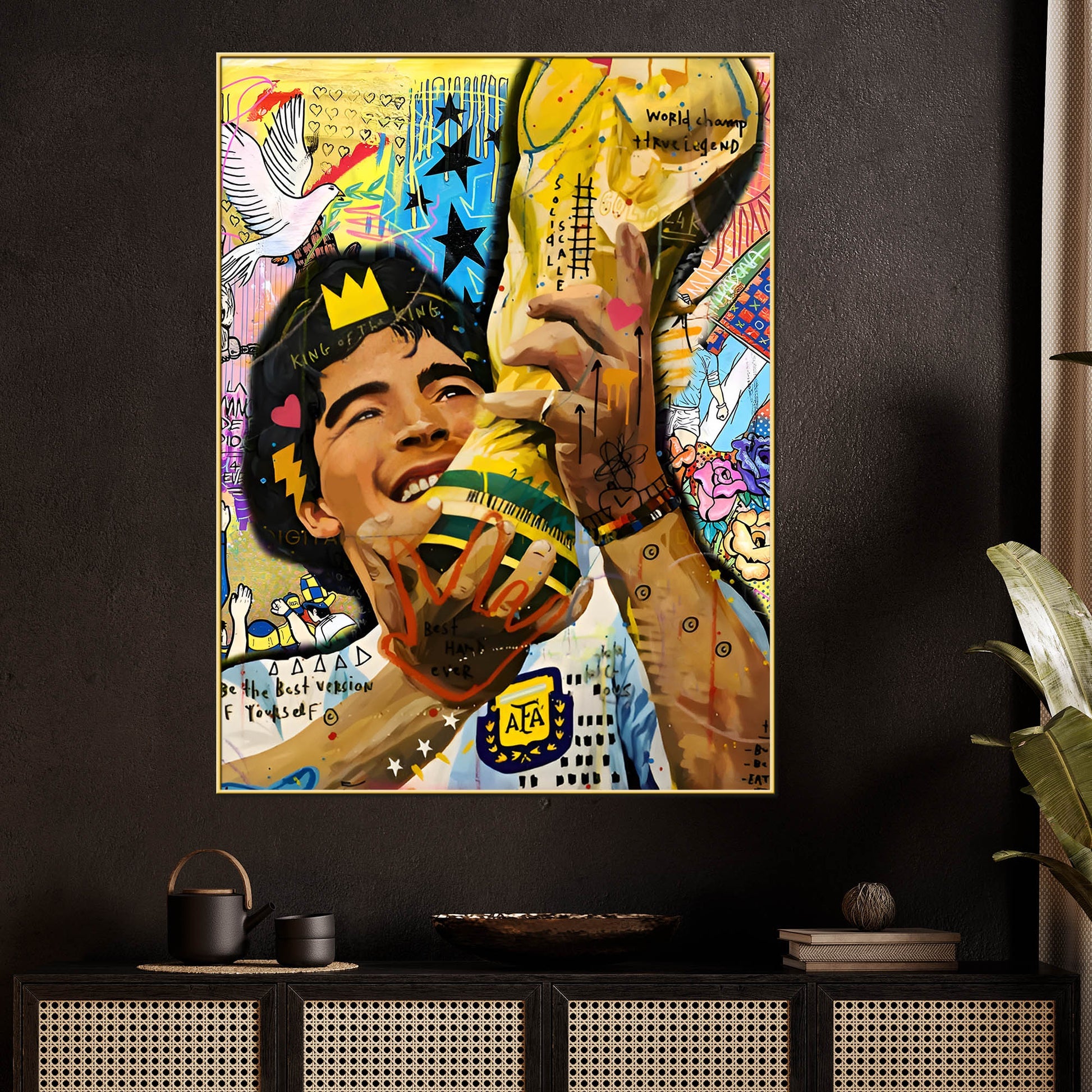 Golden Glory The King Maradona Triumph Cotton Canvas Wall Painting