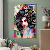 Gorgeous Afro Graffiti Queen Cotton Canvas Wall Painting