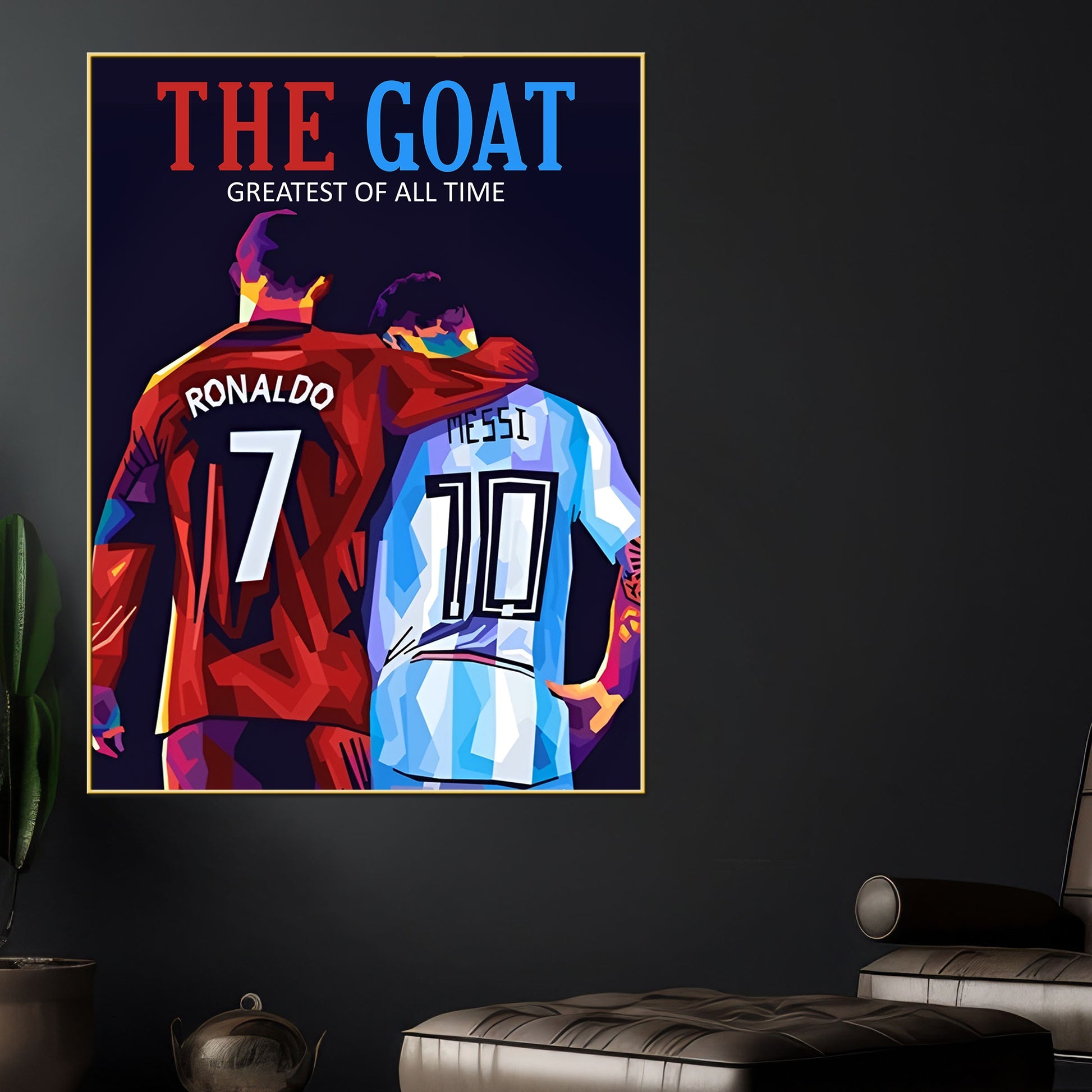 Greatest Of All Time Messi and Ronaldo Cotton Canvas Wall Painting