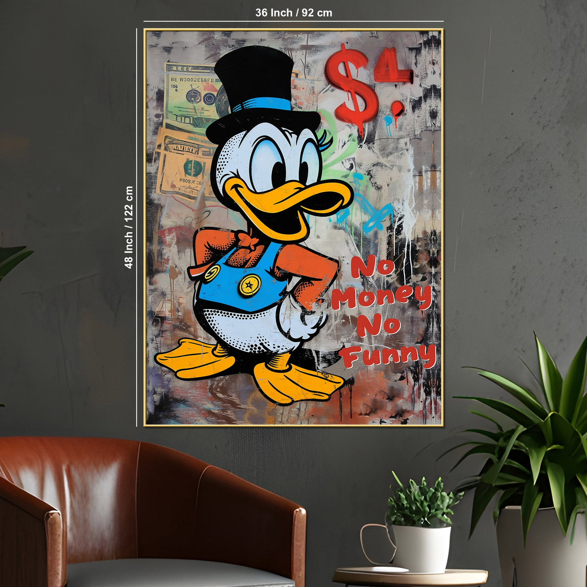 Greedy Donald Cartoon Cotton Canvas Wall Painting