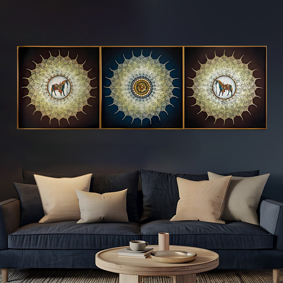 Horses Grace Crystal Glass Premium Painting Set Of 3