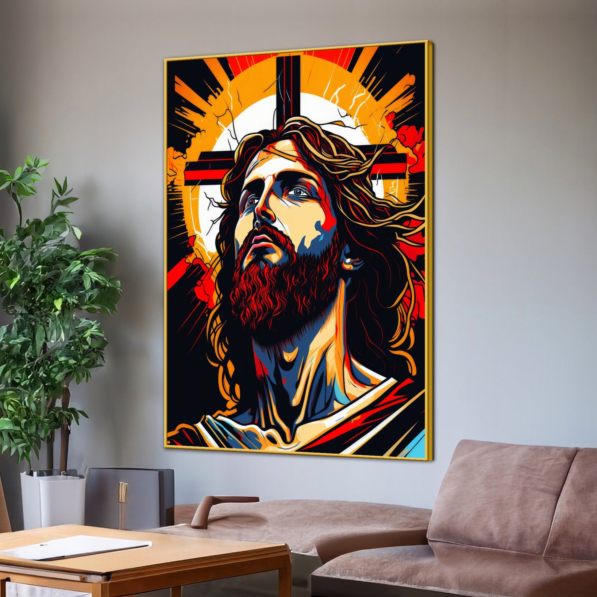 Jesus  The Redeemer Abstract Art Cotton Canvas Wall Painting