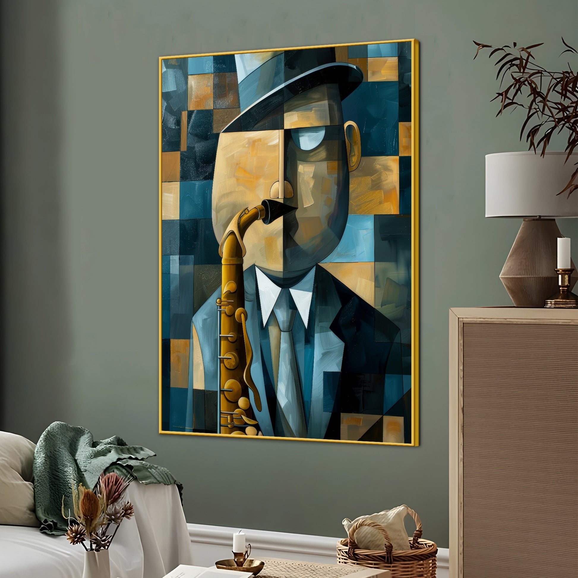 John William With His Magical Saxophone Abstract Cotton Canvas Wall Pa