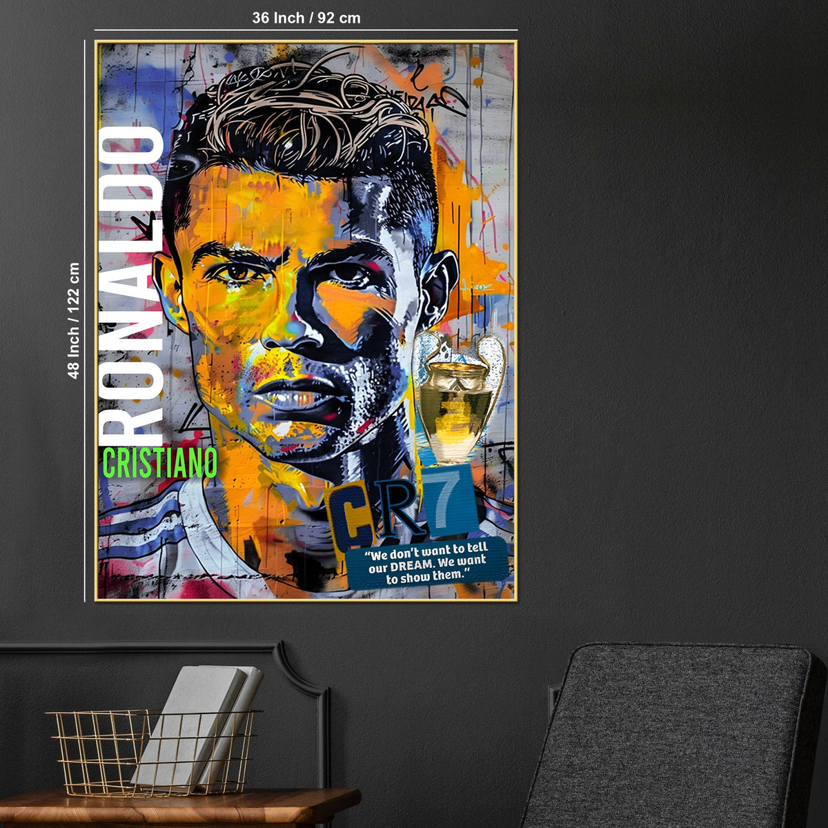 King Without Crown CR7 Ronaldo Cotton Canvas Wall Painting