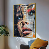 Liberty Of Life Abstract Newspaper Cotton Canvas Wall Painting