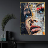 Liberty Of Life Abstract Newspaper Cotton Canvas Wall Painting