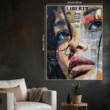 Liberty Of Life Abstract Newspaper Cotton Canvas Wall Painting