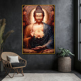 Life Of Meditation Buddha Framed Crystal Glass Painting