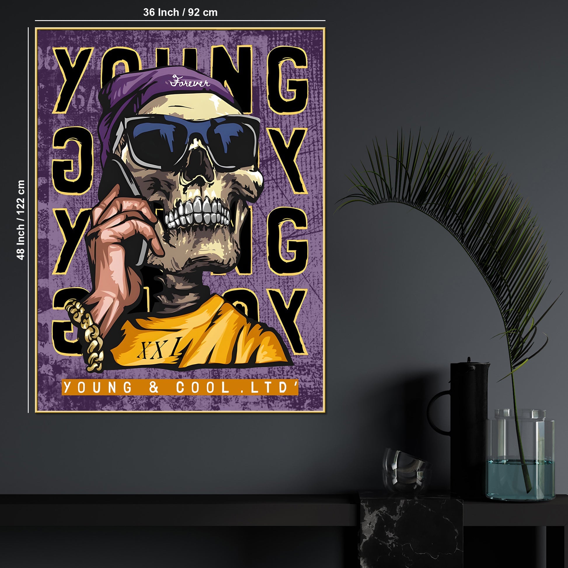 Live Young Live Free Skull Pop Art Cotton Canvas Wall Painting