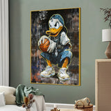 Micheal Donald On Basket Ball Court Cotton Canvas Wall Painting