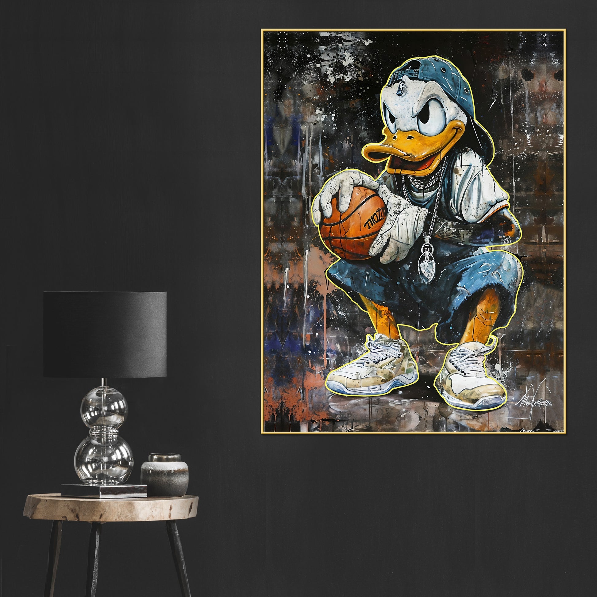 Micheal Donald On Basket Ball Court Cotton Canvas Wall Painting