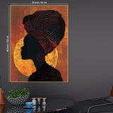 Modern African Girl Silhouette Cotton Canvas Wall Painting