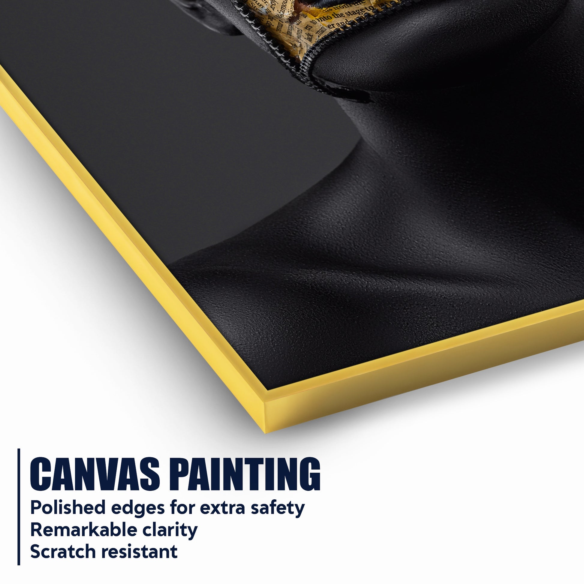 Mystique Face with Golden Newspaper Cotton Canvas Wall Painting