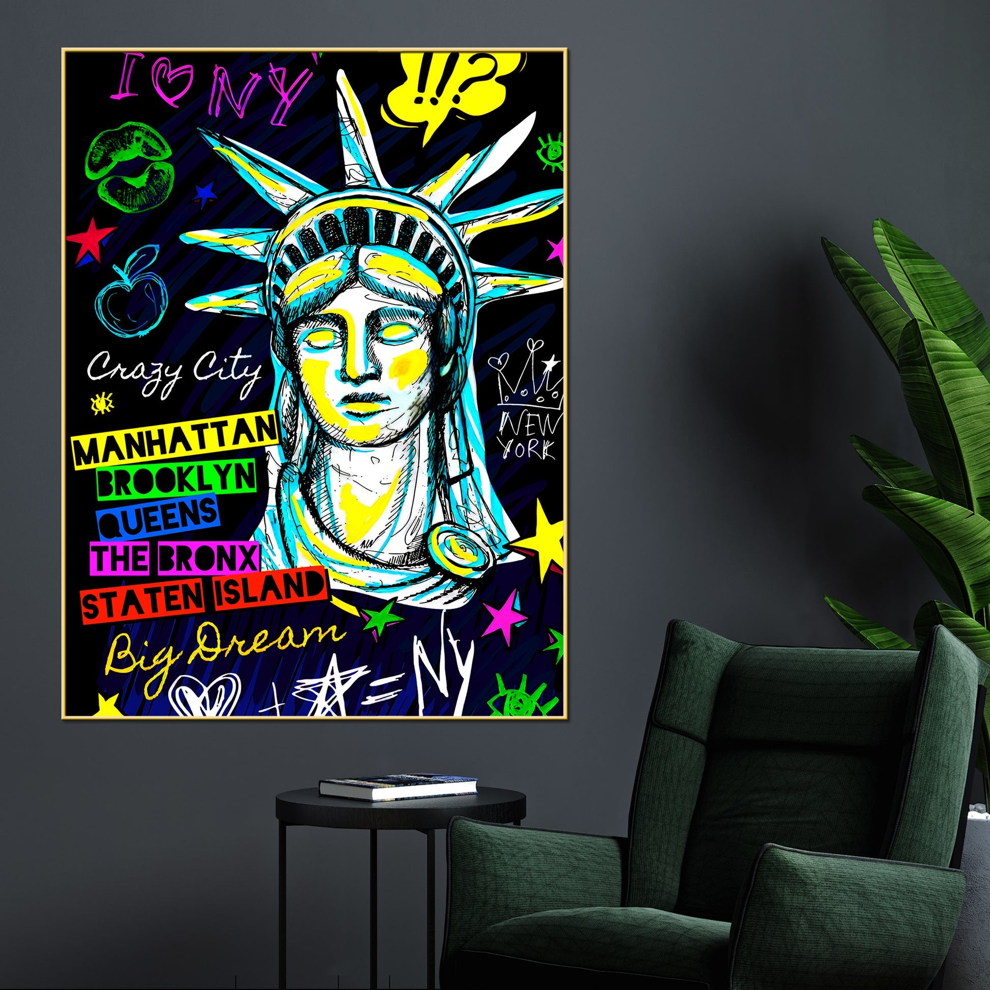 New York Dreamscape Graffiti Goddess Cotton Canvas Wall Painting