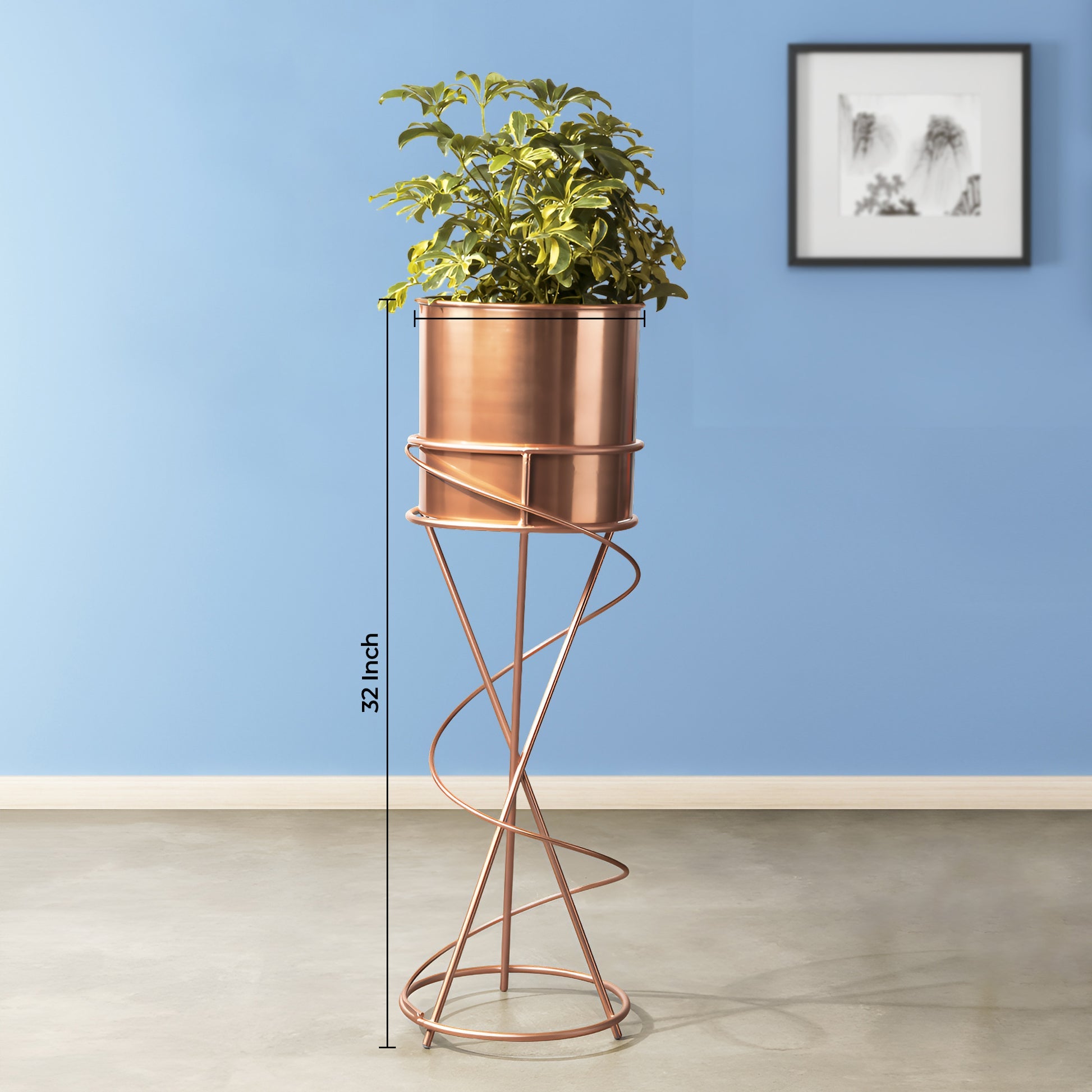 On Trend Abstract Ross Gold Stand & Ross Gold Finish Pot - Medium Size