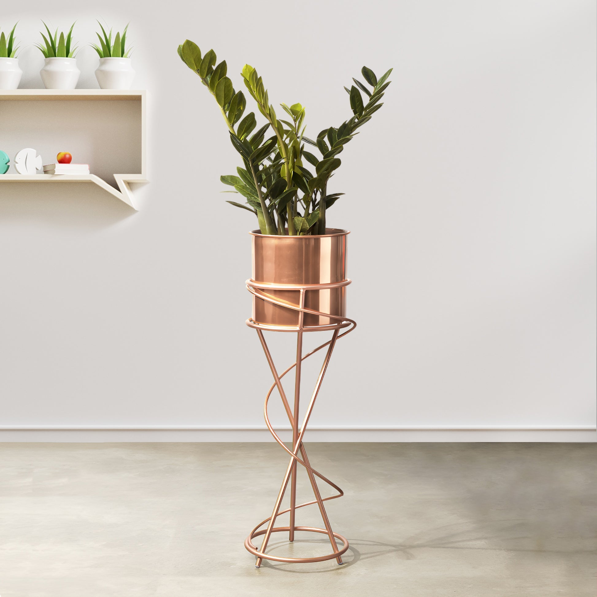 On Trend Abstract Ross Gold Stand & Ross Gold Finish Pot - Medium Size