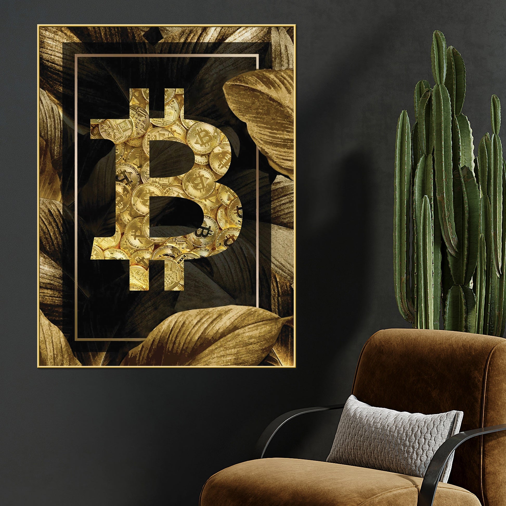Power Of Bitcoin Luxury Crypto Sign Cotton Canvas Wall Painting